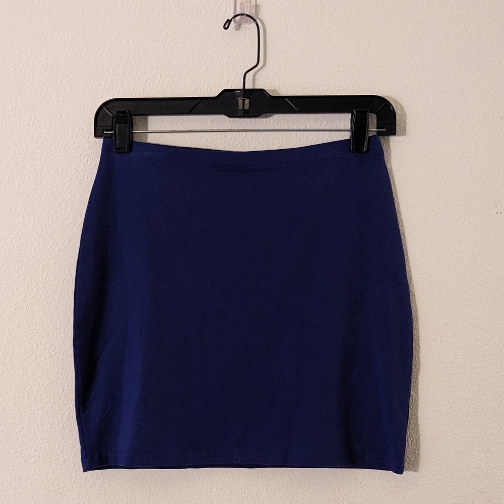 H&M Divided Navy Blue Mini Pencil Skirt, US 6, Elastic Waistband, Light Weight